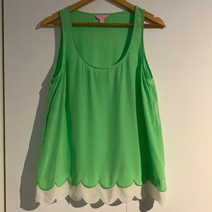 LILLY PULITZER Green & White Carlina Tank Top L
